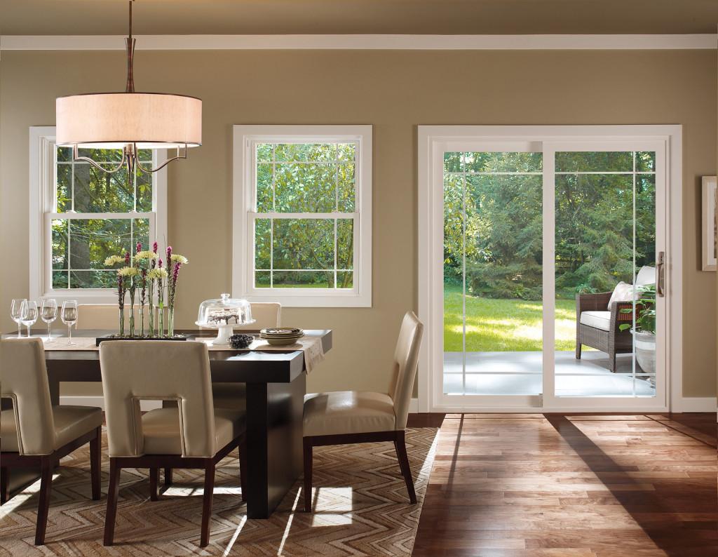 Detailed view of a double-hung window